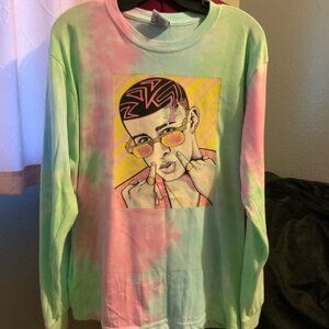Bad Bunny-Miami Beach Tie-Dye Graphic Long Sleeve Shirt